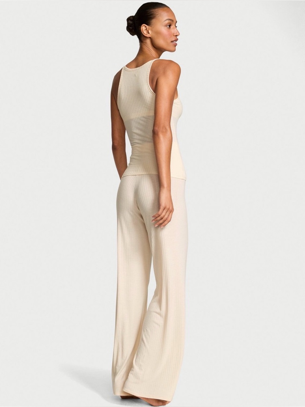 Victoria’s Secret Luxe Knit Wide Leg Lounge Pants NWT Small Cream Candle Light